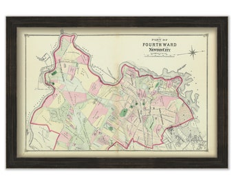 City of NEWTON, AUBURNDALE, Massachusetts 1874 Map
