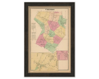 CHESHIRE, Connecticut, 1868 Map, Replica or Genuine Original