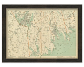 WESTPORT, DARTMOUTH and FAIRHAVEN, Massachusetts and the surrounding area, 1904 Map/Chart - Replica or Genuine Original