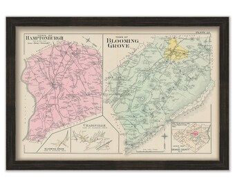HAMPTONBURG and BLOOMING GROVE, New York 1903 Map - Replica or Genuine Original