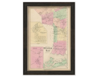 Oyster Bay, New York 1873 Map, Replica and GENUINE ORIGINAL