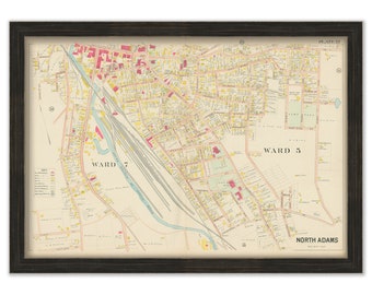 NORTH ADAMS Center, Massachusetts 1904 Map - Replica or Genuine Original