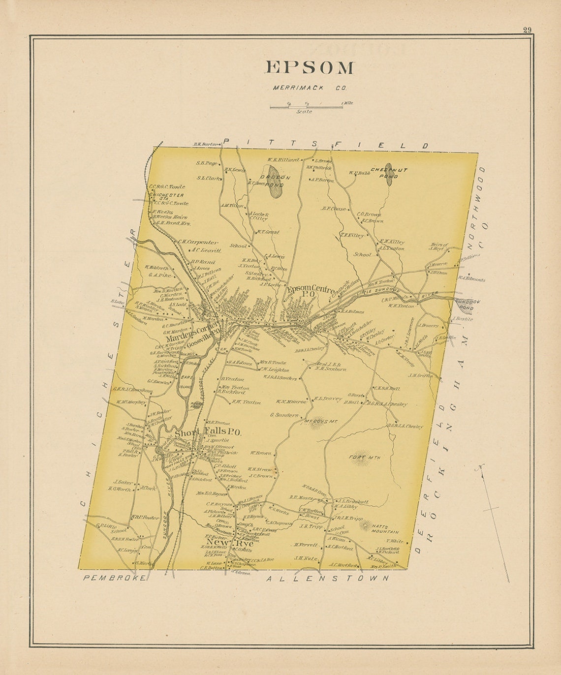 EPSOM New Hampshire 1892 Map Etsy