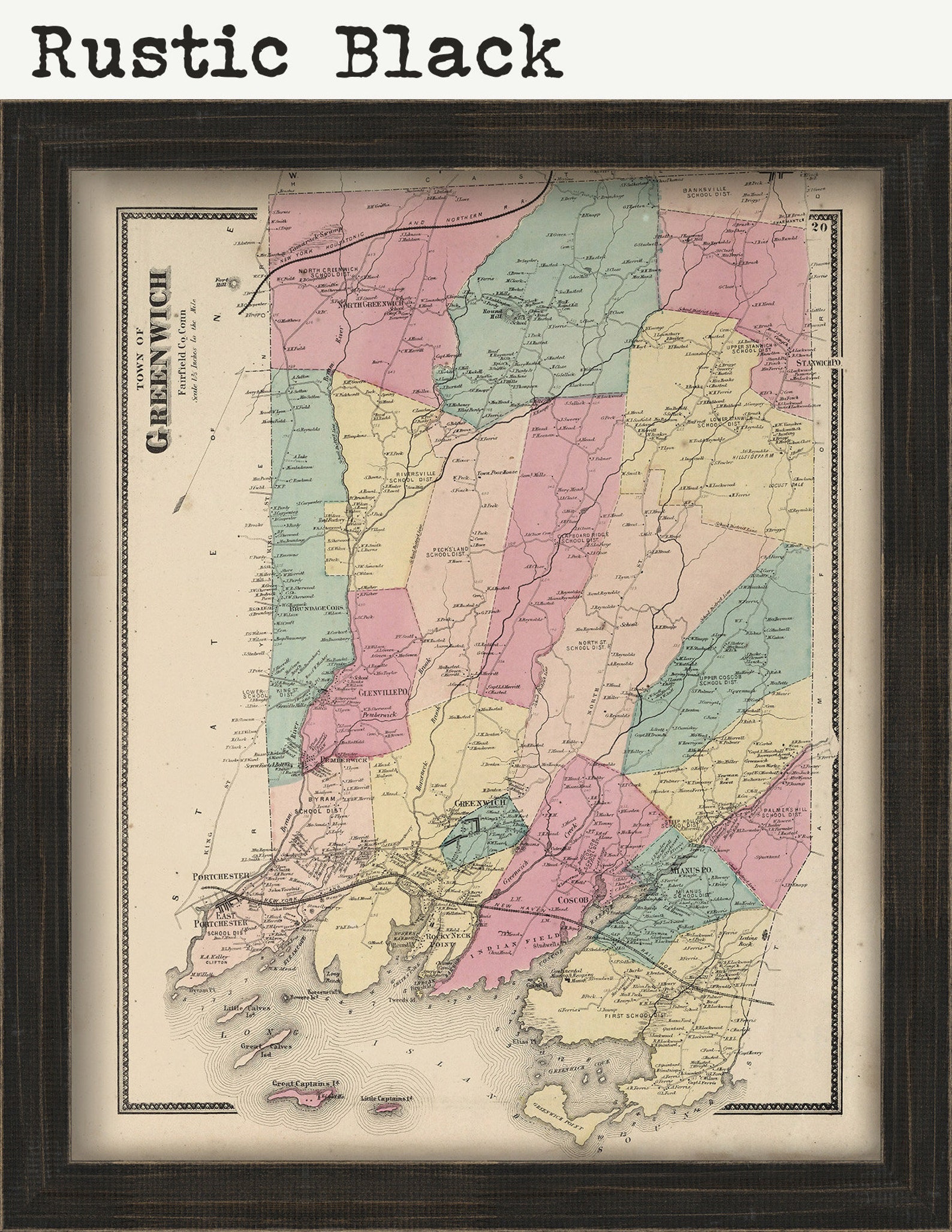 GREENWICH Connecticut Map 1867 Etsy