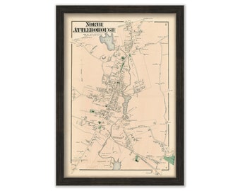 NORTH ATTLEBOROUGH, Massachusetts 1871 Map - Replica or Genuine ORIGINAL