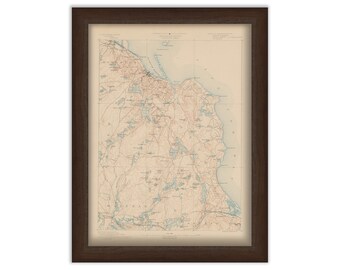 PLYMOUTH, KINGSTON and BOURNE, Massachusetts 1890 - Topographic Map - Replica and Genuine Original