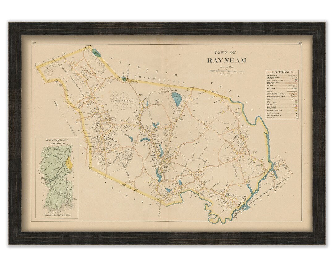 RAYNHAM, Massachusetts 1895 Map Replica or GENUINE Original Etsy