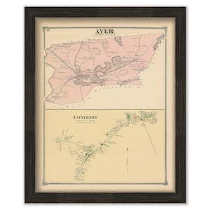 AYER, Massachusetts 1875 Map - Replica or Genuine ORIGINAL