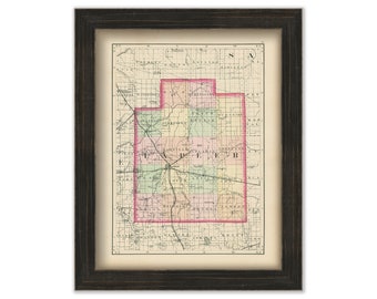 LAPEER COUNTY, Michigan 1873 Map - Replica or Genuine Original