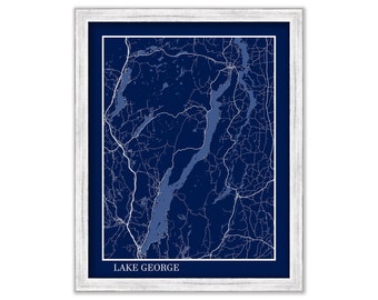 LAKE GEORGE, New York - Contemporary Map Poster Blueprint