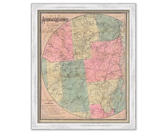 ADIRONDACK WILDERNESS, New York 1888 Map by S. R. Stoddard