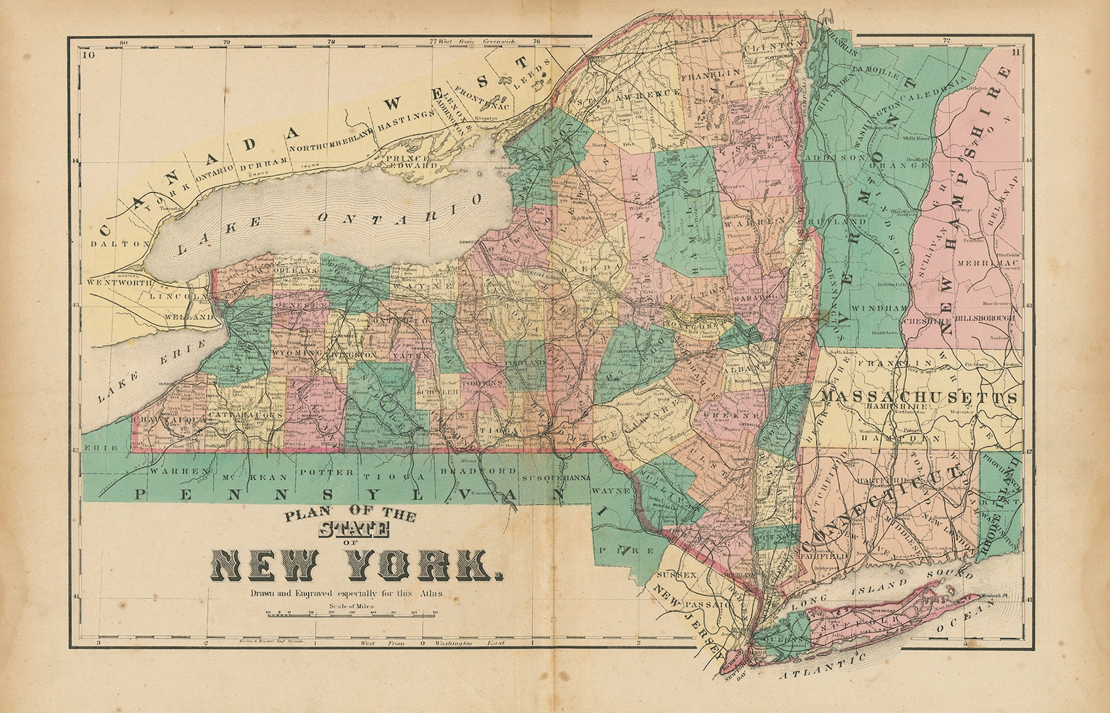 STEUBEN COUNTY New York 1873 Map Replica or Genuine ORIGINAL Etsy