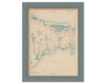 SANDWICH, BARNSTABLE and YARMOUTH, Massachusetts 1890 - Topographic Map - Replica and Genuine Original