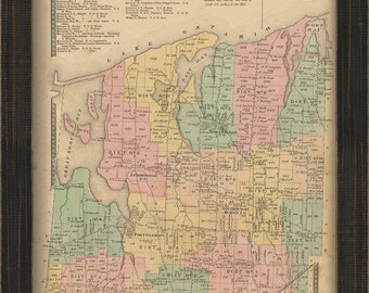 Town of HURON, New York 1874 Map, Replica and GENUINE ORIGINAL