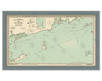 Fishers Island and Montauk, New York and Block Island, Rhode Island 1908 Nautical Chart by Geo. Eldridge, New London to Gay Head