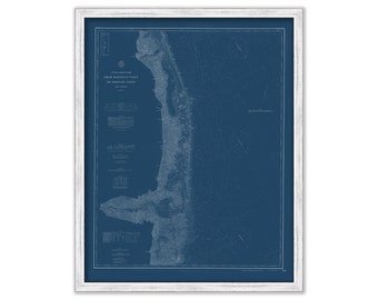 BARNEGAT Inlet to ABSECON Inlet, New Jersey 1879 Nautical Chart Blueprint