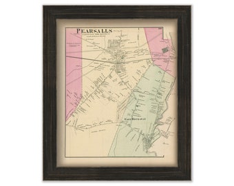 Pearsalls Center, Hempstead, New York 1873 Map, Replica and GENUINE ORIGINAL
