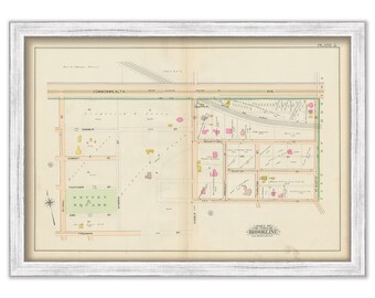 BROOKLINE, Massachusetts 1900 map, Plate 5 - Commonwealth Ave, Knyvet Square - Replica or GENUINE ORIGINAL