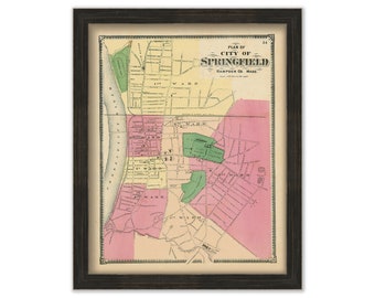 City of SPRINGFIELD, Massachusetts 1870 Map