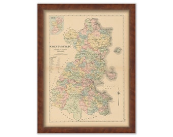COUNTY DUBLIN, Ireland 1901 Map - Replica or GENUINE Original