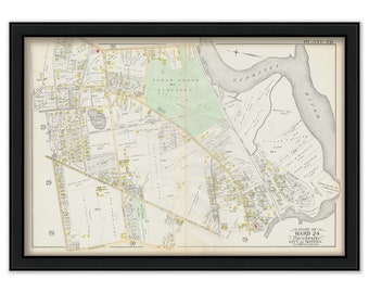 DORCHESTER, Massachusetts 1889 map, Plate 28 -  Cedar Grove Cemetery  - Replica or GENUINE ORIGINAL