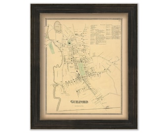 GUILDFORD, Connecticut, 1868 Map, Replica or Genuine Original