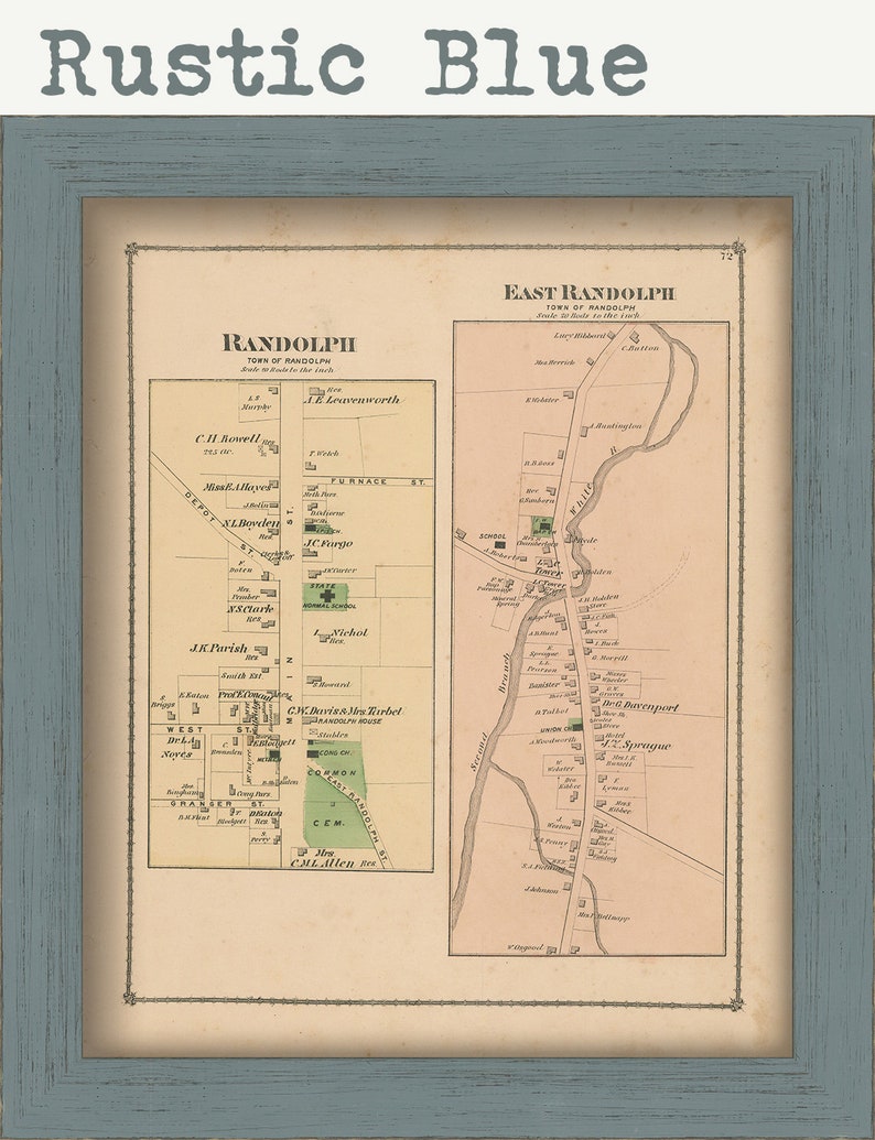 Villages of RANDOLPH and EAST RANDOLPH Vermont 1877 Map | Etsy