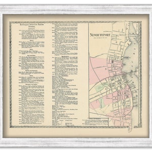 NEWBURYPORT VILLAGE, Massachusetts 1872 Map - Replica or Genuine ORIGINAL