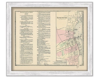 NEWBURYPORT VILLAGE, Massachusetts 1872 Map - Replica or Genuine ORIGINAL