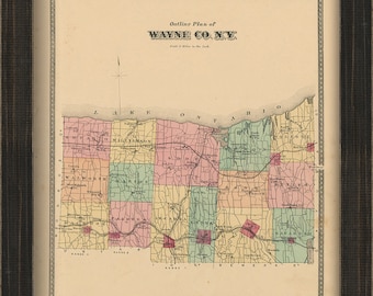 Wayne County, New York 1874 Map, Replica and GENUINE ORIGINAL