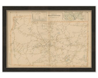 REHOBOTH, Massachusetts 1895 Map - Replica or GENUINE Original