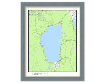 LAKE TAHOE, California/Nevada -  Contemporary Map Poster