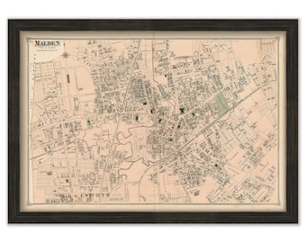 Village of MALDEN, Massachusetts 1875 Map
