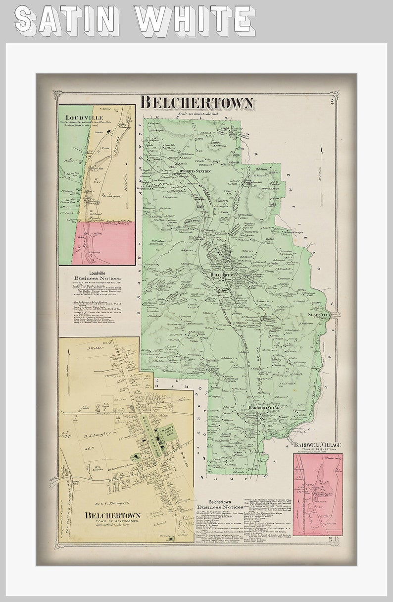 Town of BELCHERTOWN Massachusetts 1873 Map Etsy