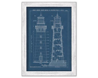 Destruction Island Lighthouse, Washington State - Architectural Blueprint Drawing 1888