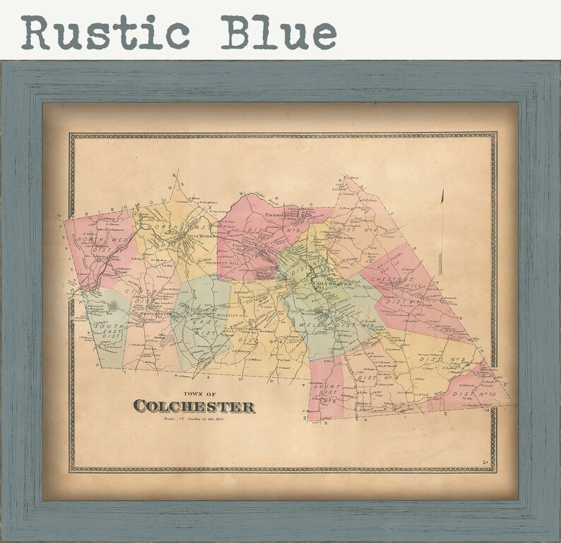 COLCHESTER Connecticut 1868 Map - Etsy