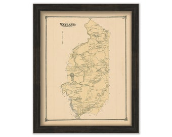 WAYLAND, Massachusetts 1875 Map - Replica or Genuine ORIGINAL