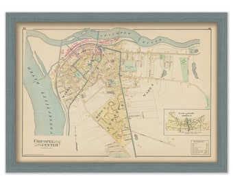 CHICOPEE CENTER, Massachusetts 1894 Map  -  Replica or Genuine ORIGINAL