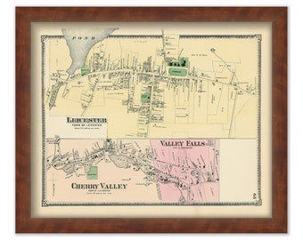 Villages of LEICESTER, Massachusetts 1870 Map
