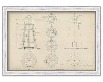 CONCORD POINT LIGHTHOUSE, Maryland  - Drawing and Plan of the Lighthouse as it was in 1891