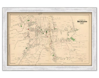 Village of ROCKLAND, Massachusetts 1879 Map - Replica or Genuine ORIGINAL