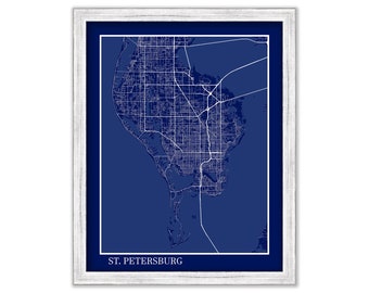 SAINT PETERSBURG, Florida  - Contemporary Map Poster Blueprint