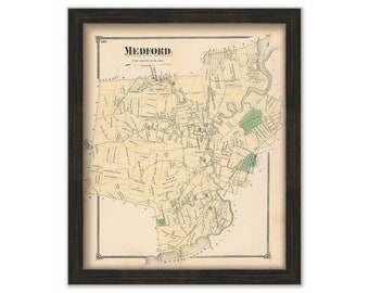 MEDFORD, Massachusetts 1875 Map - Replica or Genuine ORIGINAL