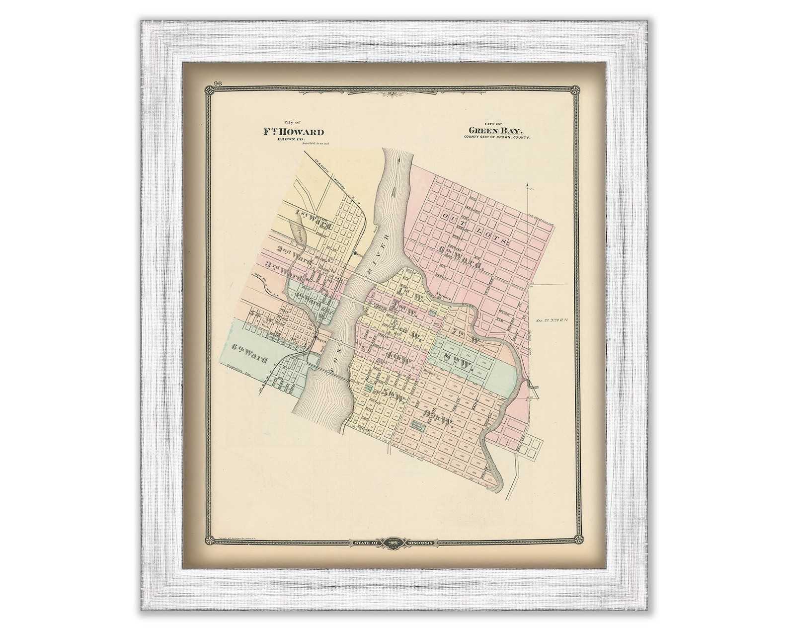 Green Bay and Fort Howard Wisconsin 1878 Map Replica or - Etsy