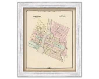 Green Bay and Fort Howard, Wisconsin 1878 Map, Replica or Genuine Original