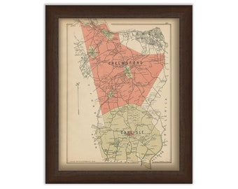 CHELMSFORD and CARLISLE, Massachusetts 1889 Map - Replica or Genuine ORIGINAL