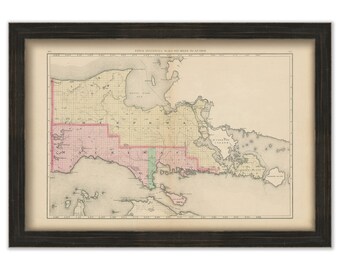 MACKINAC and CHIPPEWA COUNTIES, Michigan 1873 Map - Replica or Genuine Original