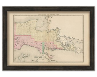 MACKINAC and CHIPPEWA COUNTIES, Michigan 1873 Map - Replica or Genuine Original