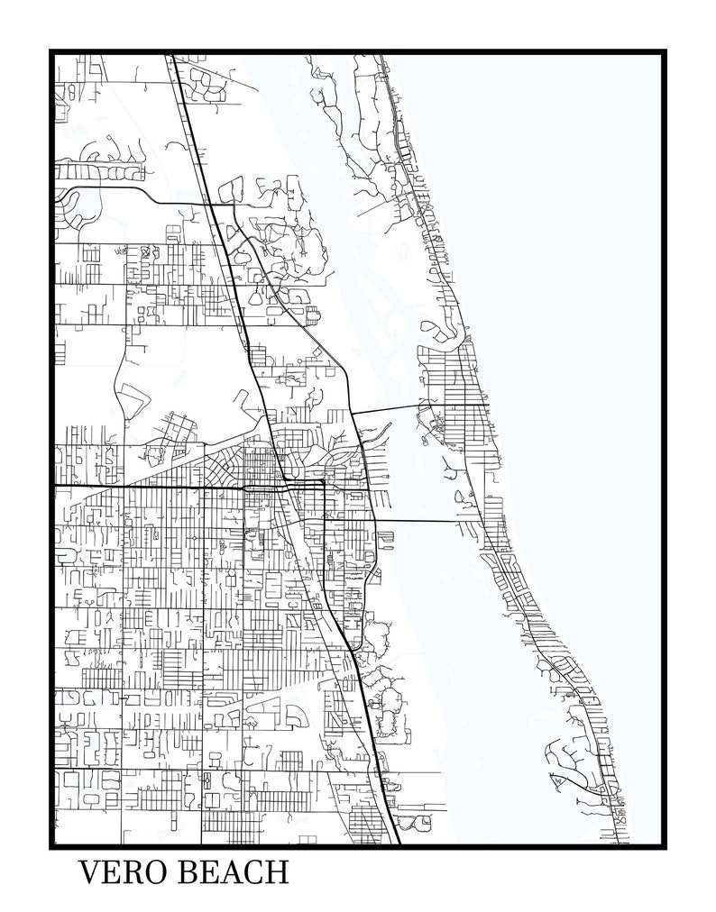 VERO BEACH Florida Contemporary Map Poster Etsy