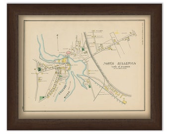 NORTH BILLERICA, Massachusetts 1889 Map - Replica or Genuine ORIGINAL